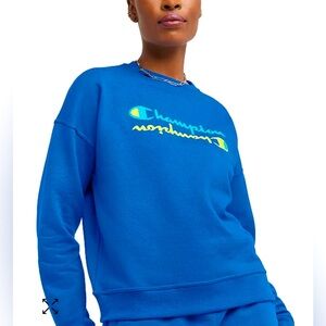 Champion Women’s Powerblend Crewneck Logo Sweatshirt Blue Size M NWT